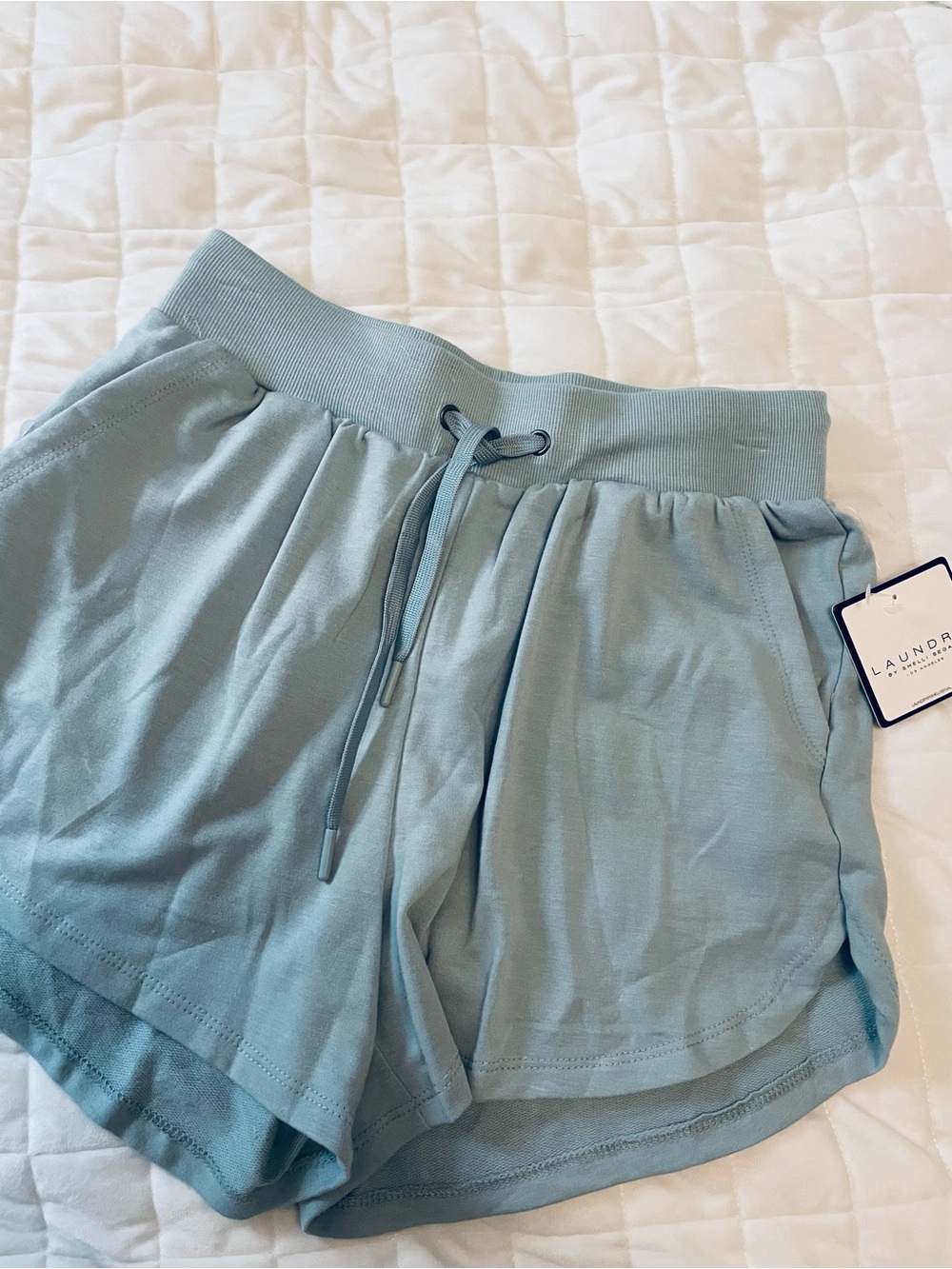 Laundry By Shelli Segal light teal Ribbed Waist Drawstring Shorts
